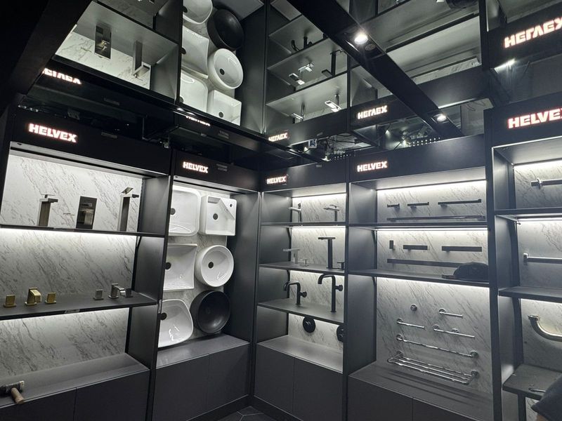 Corner of the faucet display walls