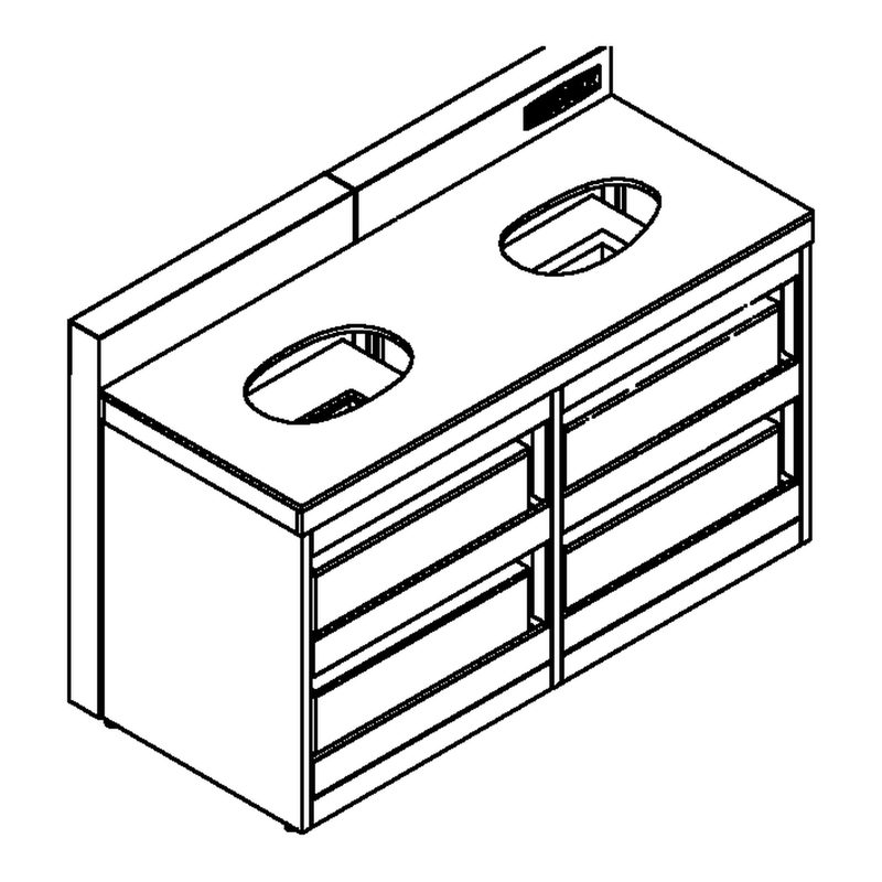 Isometric view: Washbasin island
